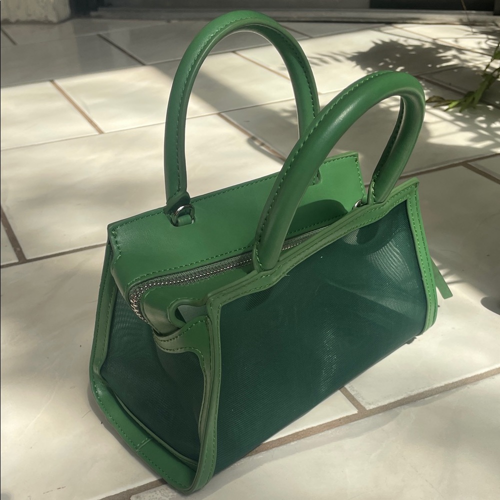 Brandon Blackwood Arlen Bag Green Mesh Vegan Leather Top Handle Crossbody - Picture 3 of 12